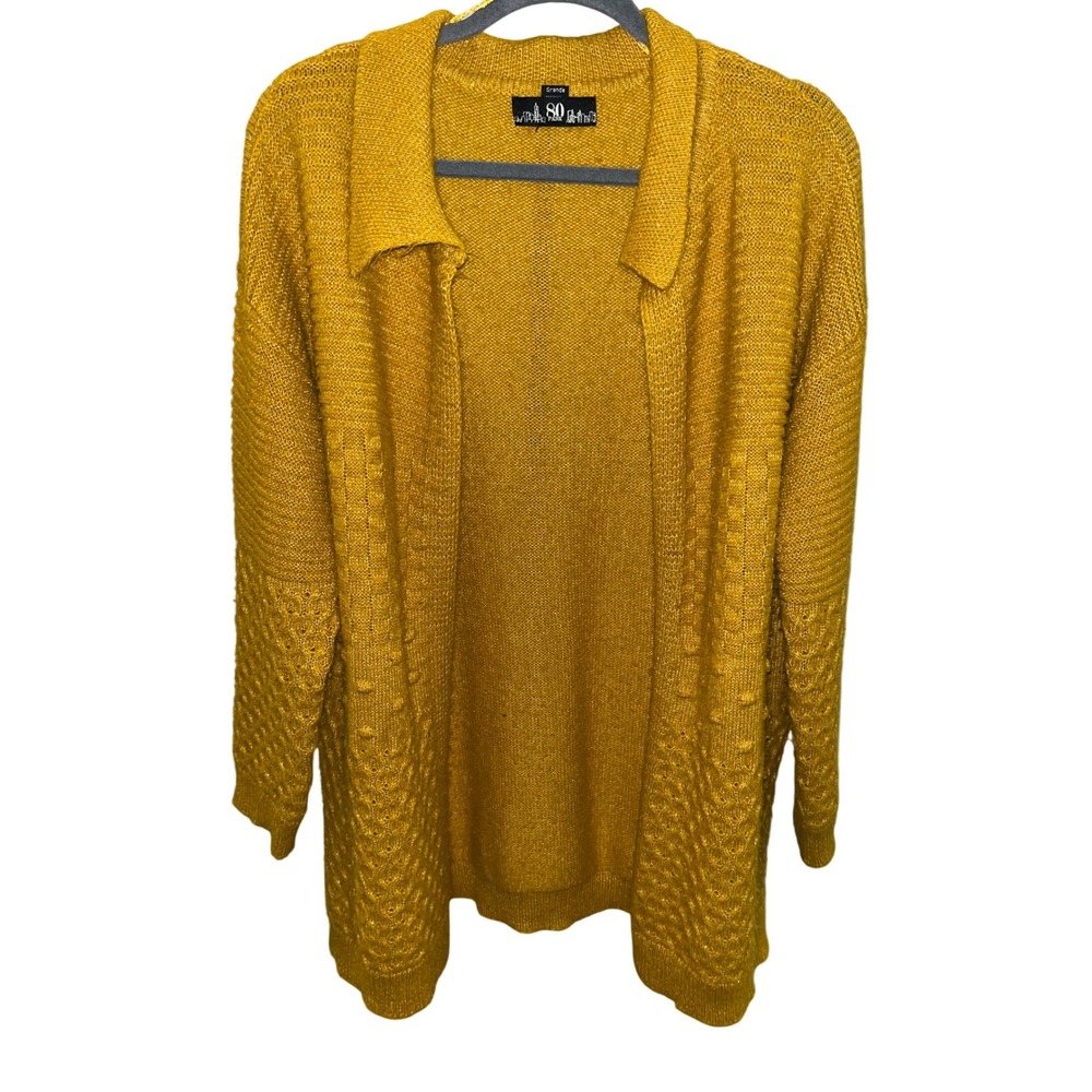 Vintage 80 Park Golden Yellow Knit Cardigan Sweater Women's Size L Acrylic
